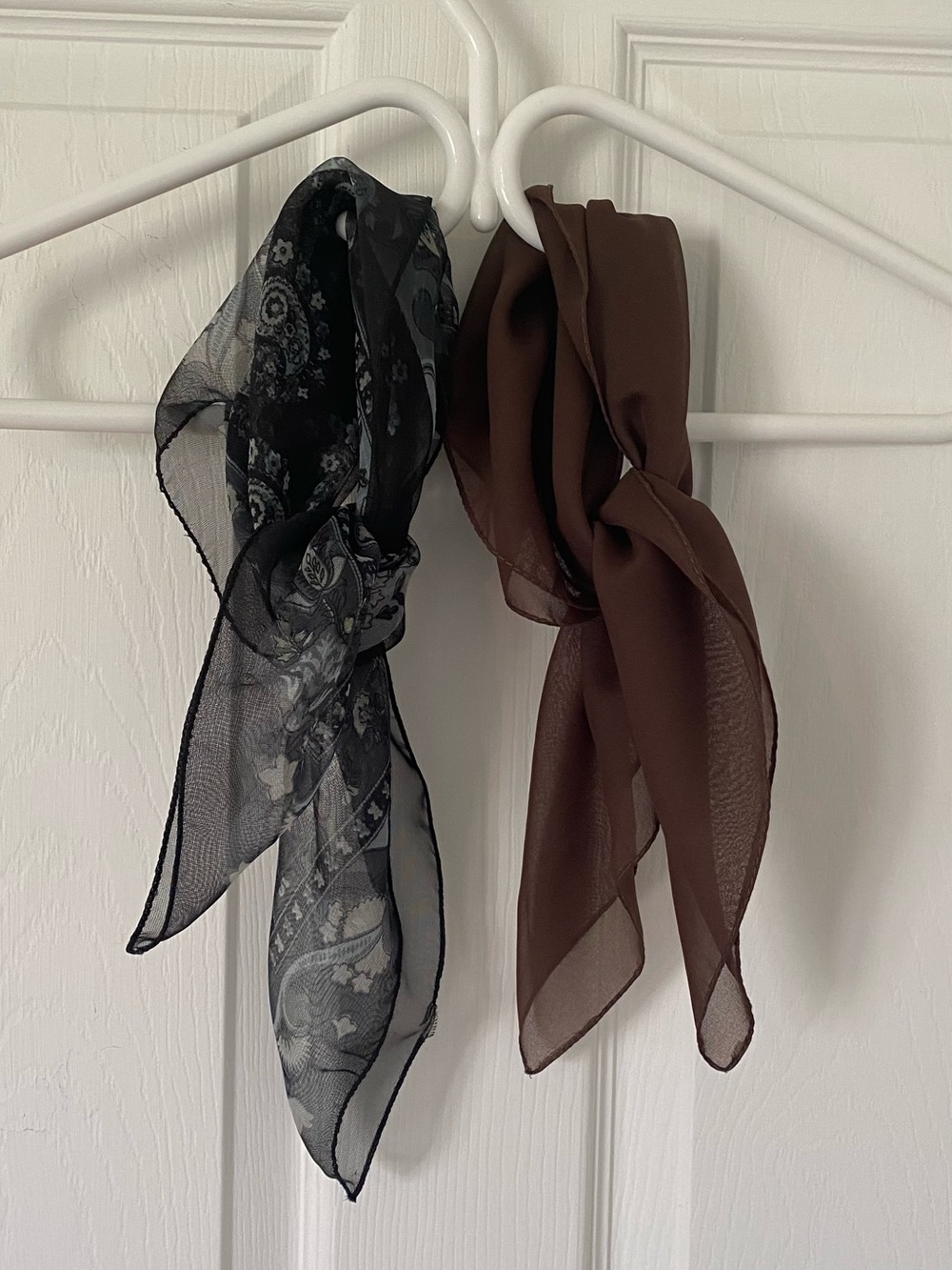 Black Paisley and Brown Sheer Neck Scarves - Women's Accessories